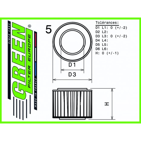 Filtre à air GREEN - Fiat Doblo 1.9 JTD - 100/105/120ch